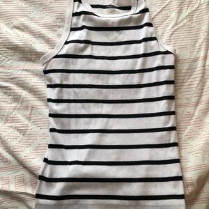 Sonoma Black and White Striped Tank Top